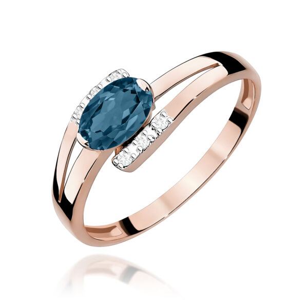 Różowe Złoto Pierścionek z Topazem London Blue 0,50 ct