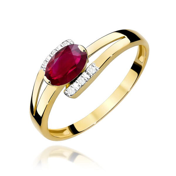 Żółte Złoto Pierścionek z Rubinem 0,60 ct