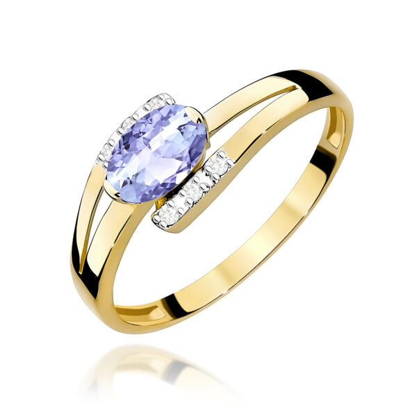 Żółte Złoto Pierścionek z Tanzanitem 0,40 ct