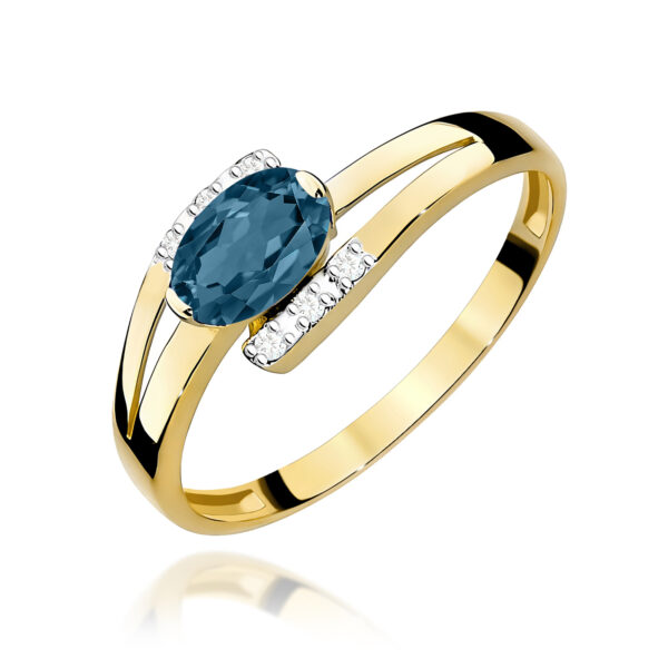 Żółte Złoto Pierścionek z Topazem London Blue 0,50 ct