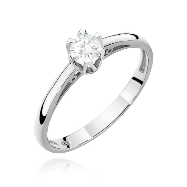 Białe Złoto Pierścionek z Diamentem 0,15 ct