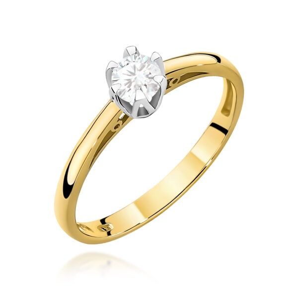 Żółte Złoto Pierścionek z Diamentem 0,15 ct