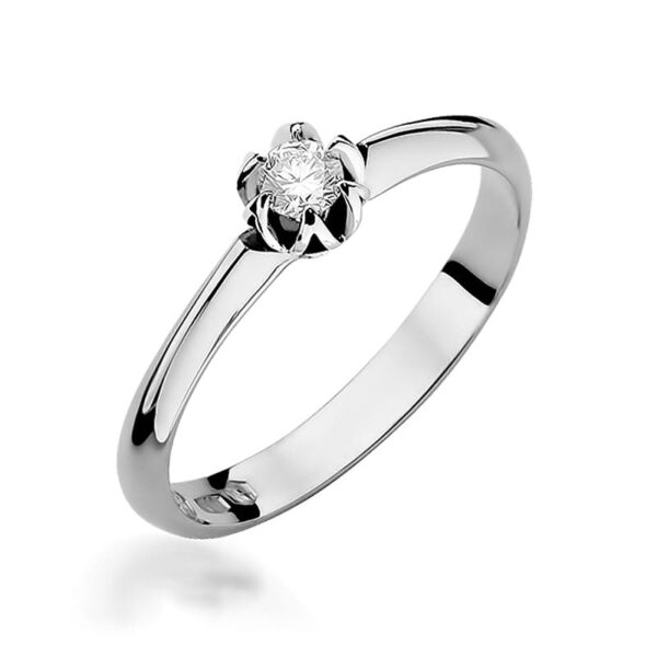 Białe Złoto Pierścionek z Diamentem 0,10 ct