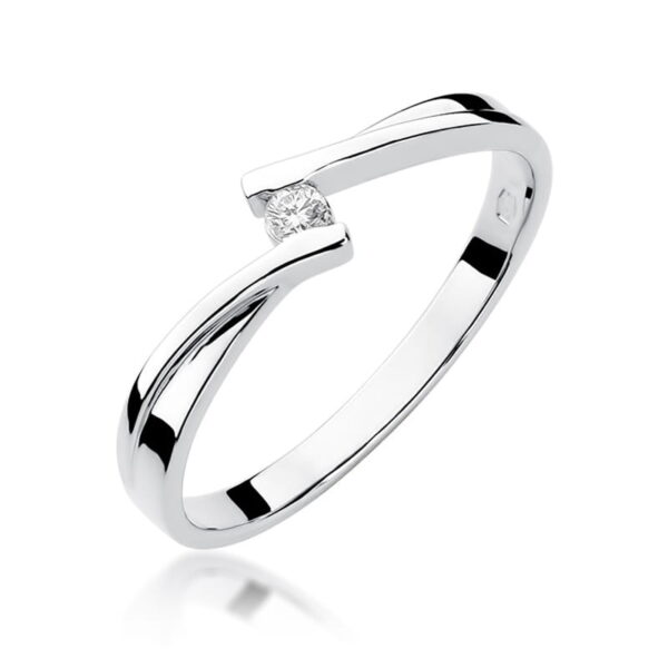 Białe Złoto Pierścionek z Diamentem 0,04 ct