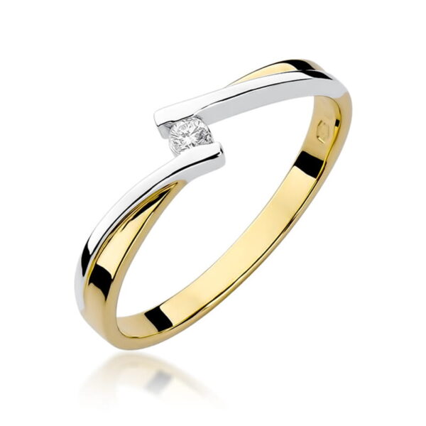 Żółte Złoto Pierścionek z Diamentem 0,04 ct