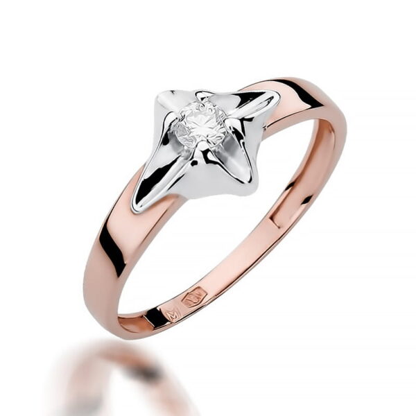 Różowe Złoto Pierścionek z Diamentem 0,12 ct