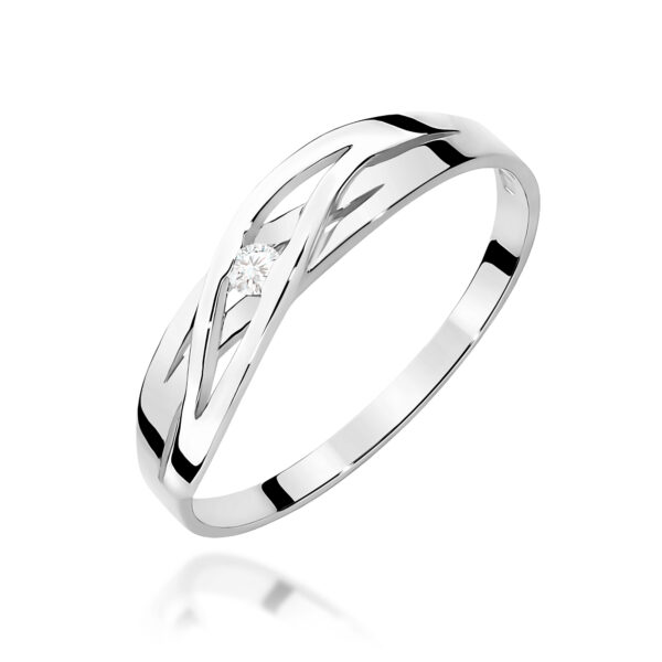 Białe Złoto Pierścionek z Diamentem 0,05 ct