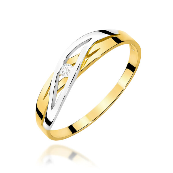 Żółte Złoto Pierścionek z Diamentem 0,04 ct