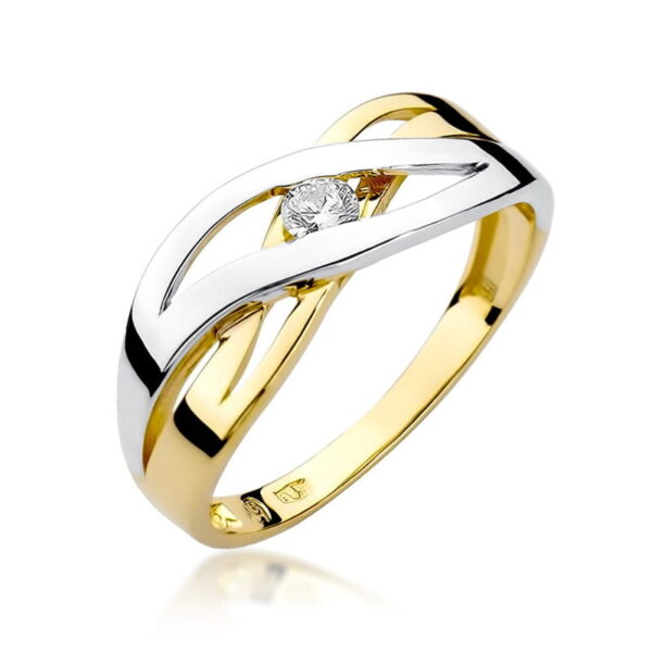 Żółte Złoto Pierścionek z Diamentem 0,10 ct
