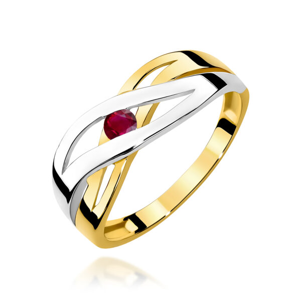 Żółte Złoto Pierścionek z Rubinem 0,15 ct