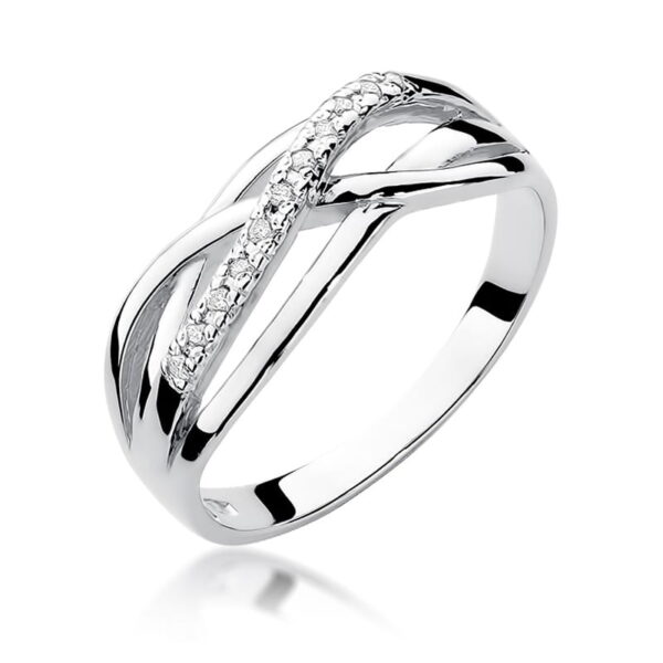 Białe Złoto Pierścionek z Diamentami 0,096 ct