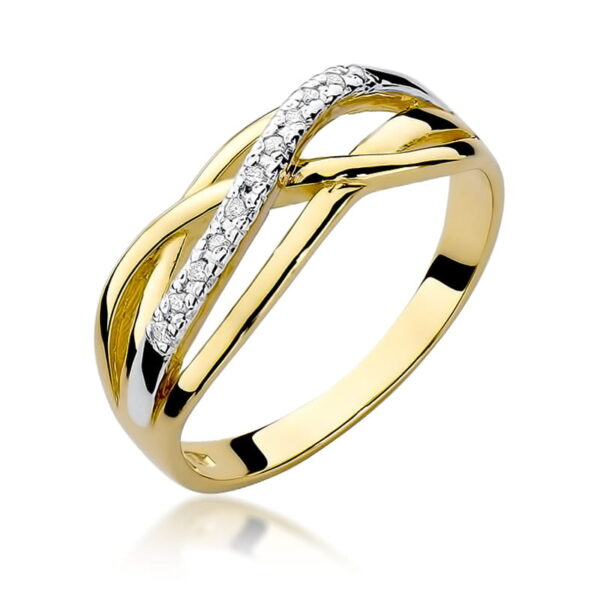 Żółte Złoto Pierścionek z Diamentami 0,096 ct