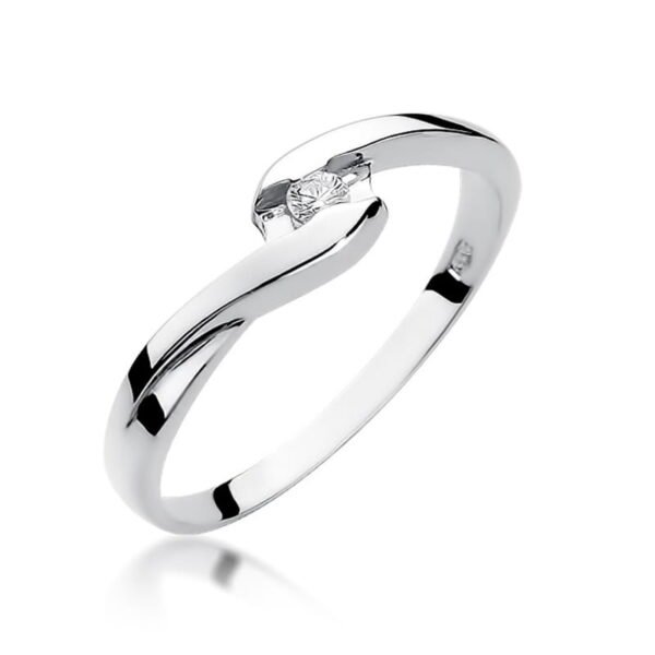 Białe Złoto Pierścionek z Diamentem 0,05 ct