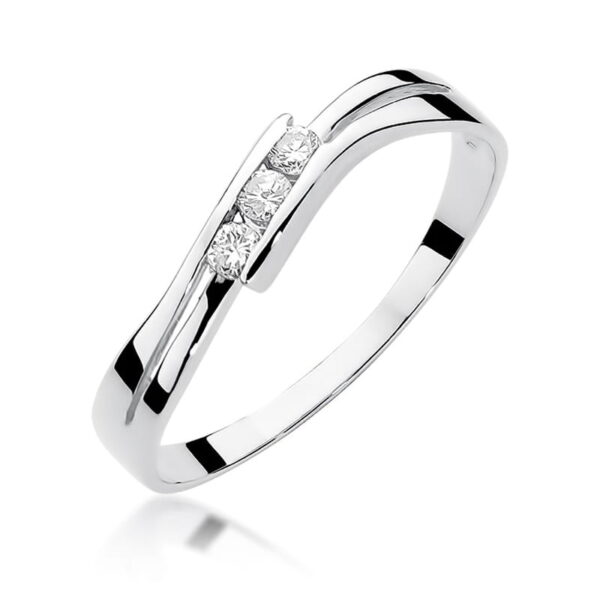 Białe Złoto Pierścionek z Diamentami 0,12 ct