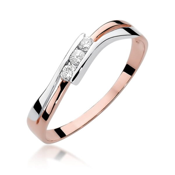 Różowe Złoto Pierścionek z Diamentami 0,12 ct