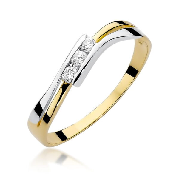 Żółte Złoto Pierścionek z Diamentami 0,12 ct