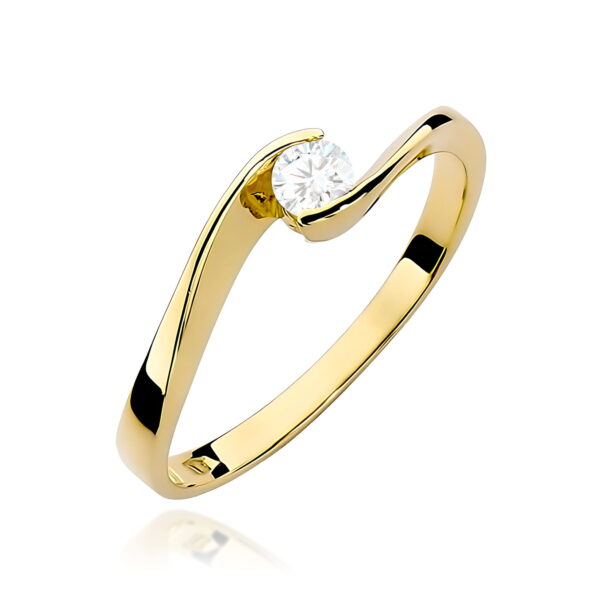 Żółte Złoto Pierścionek z Diamentem 0,13 ct