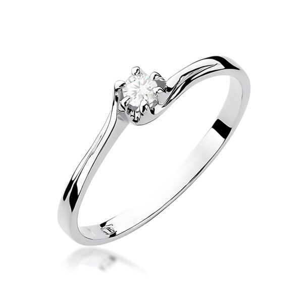 Białe Złoto Pierścionek z Diamentem 0,10 ct
