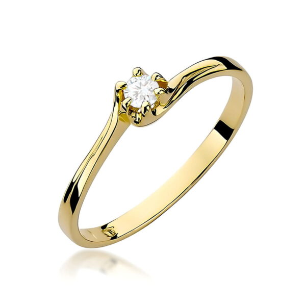 Żółte Złoto Pierścionek z Diamentem 0,10 ct