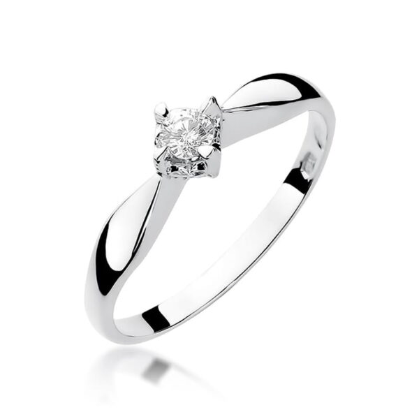Białe Złoto Pierścionek z Diamentem 0,12 ct