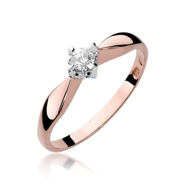 Różowe Złoto Pierścionek z Diamentem 0,12 ct