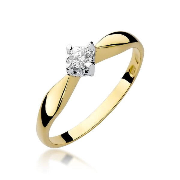 Żółte Złoto Pierścionek z Diamentem 0,12 ct