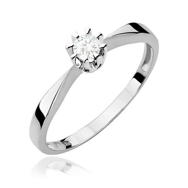 Białe Złoto Pierścionek z Diamentem 0,15 ct