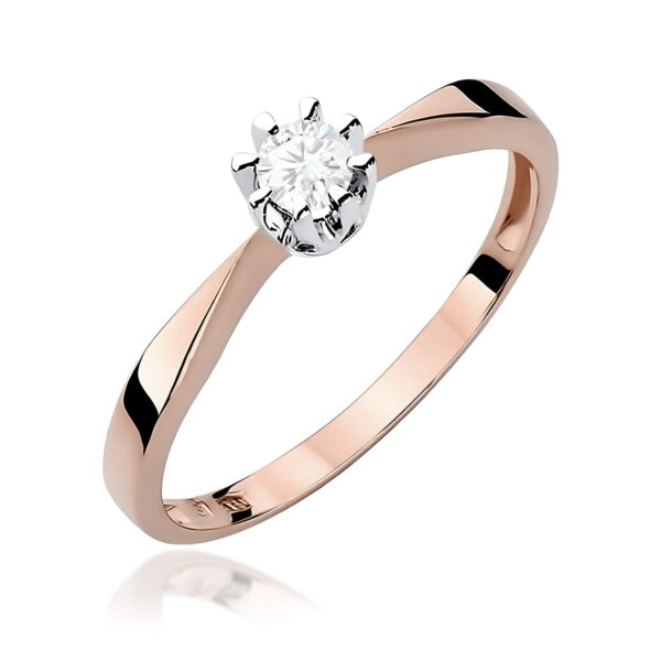 Różowe Złoto Pierścionek z Diamentem 0,15 ct