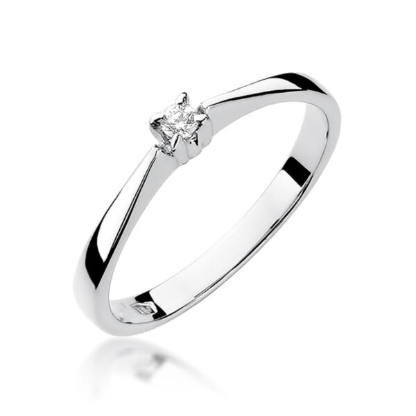 Białe Złoto Pierścionek z Diamentem 0,03 ct