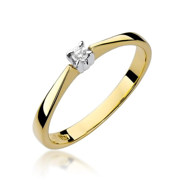 Żółte Złoto Pierścionek z Diamentem 0,03 ct