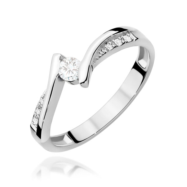 Białe Złoto Pierścionek z Diamentem 0,13 ct