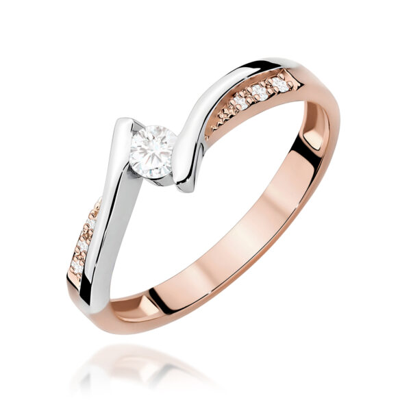Różowe Złoto Pierścionek z Diamentem 0,13 ct