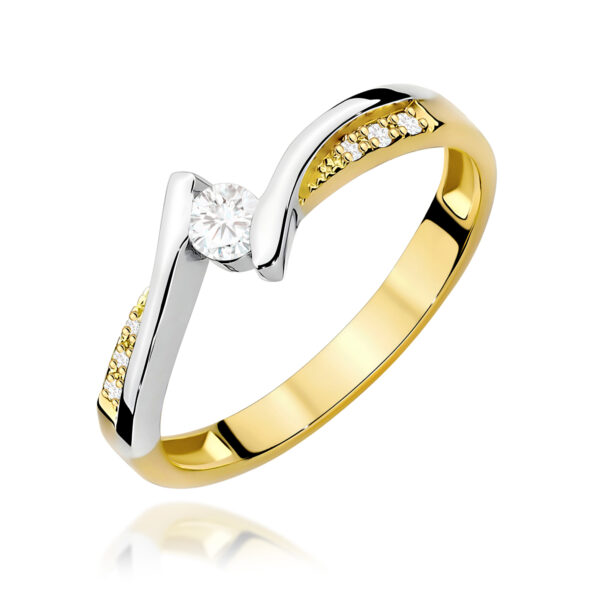 Żółte Złoto Pierścionek z Diamentem 0,13 ct