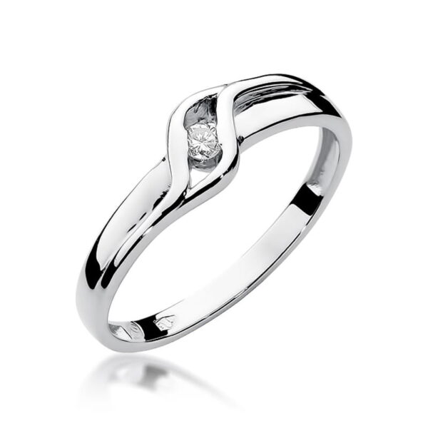 Białe Złoto Pierścionek z Diamentem 0,04 ct