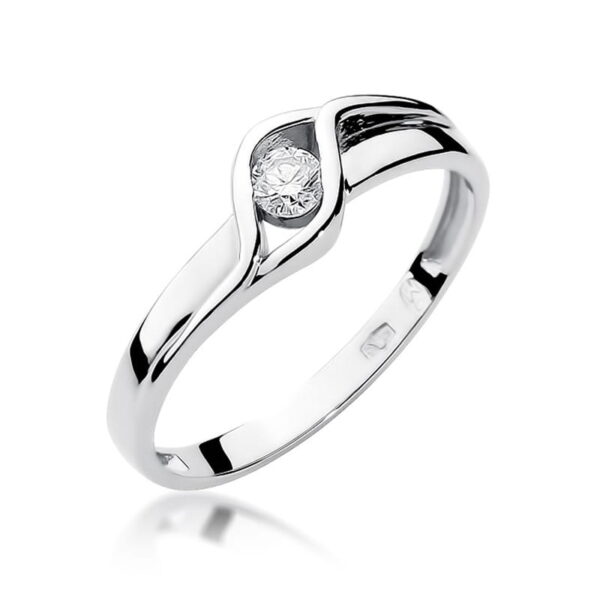 Białe Złoto Pierścionek z Diamentem 0,10 ct
