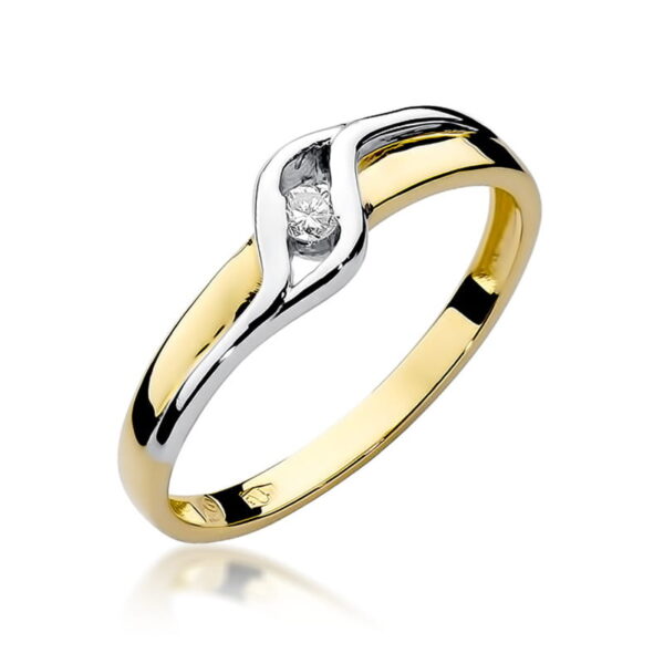 Żółte Złoto Pierścionek z Diamentem 0,04 ct