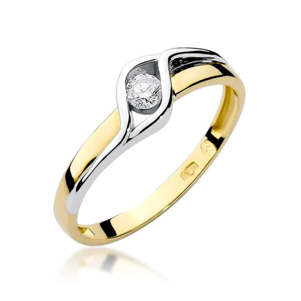 Żółte Złoto Pierścionek z Diamentem 0,10 ct
