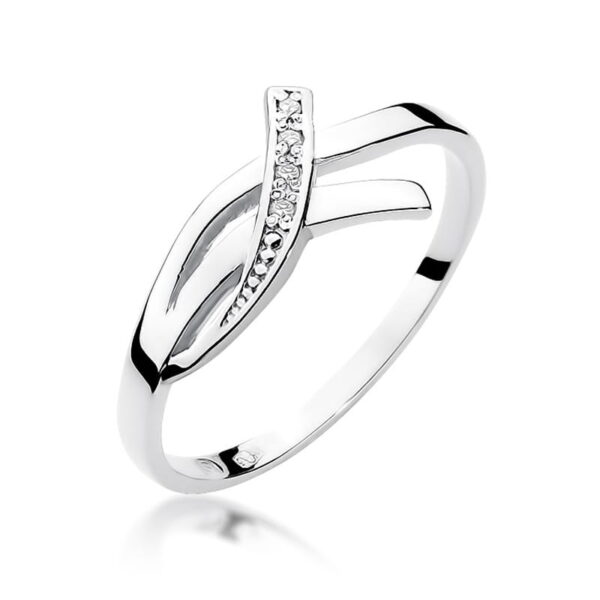 Białe Złoto Pierścionek z Diamentami 0,02 ct