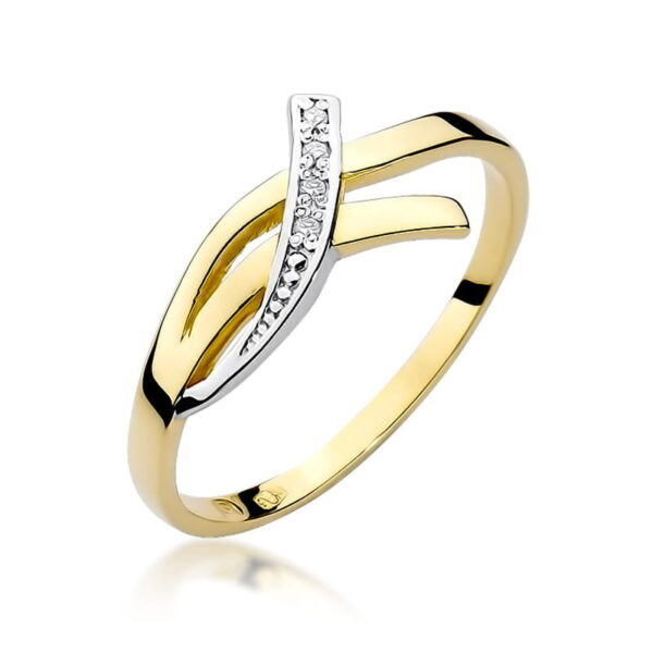 Żółte Złoto Pierścionek z Diamentami 0,02 ct