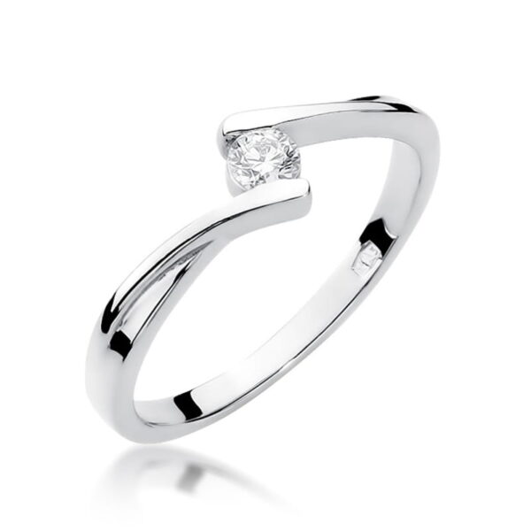 Białe Złoto Pierścionek z Diamentem 0,10 ct