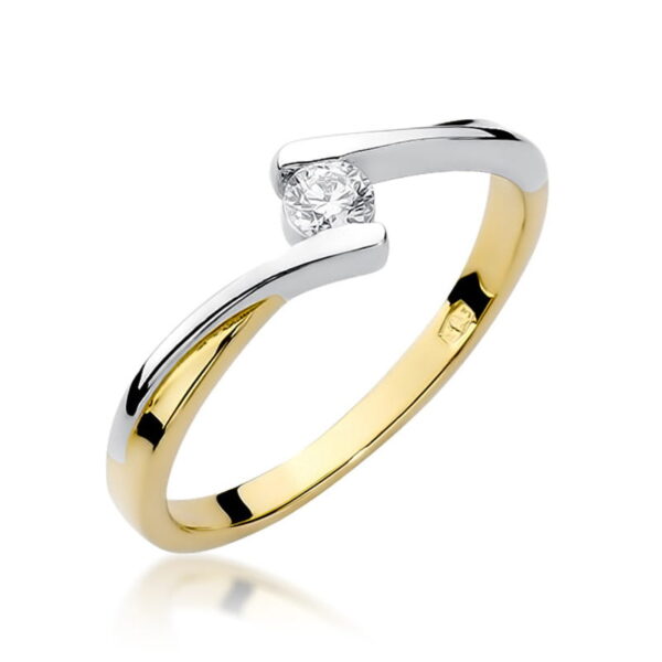 Żółte Złoto Pierścionek z Diamentem 0,10 ct