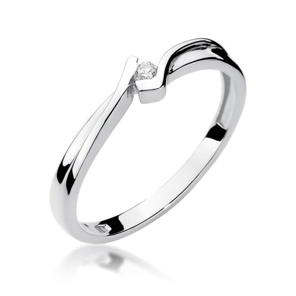 Białe Złoto Pierścionek z Diamentem 0,04 ct