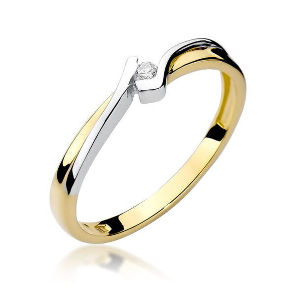 Żółte Złoto Pierścionek z Diamentem 0,04 ct