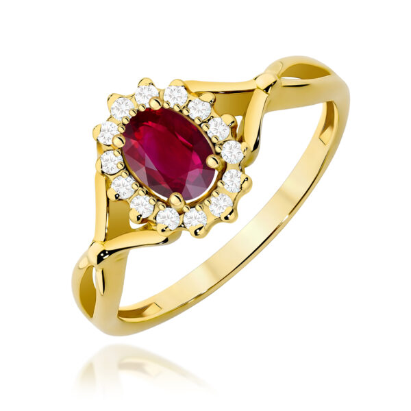 Żółte Złoto Pierścionek z Rubinem 0,60 ct
