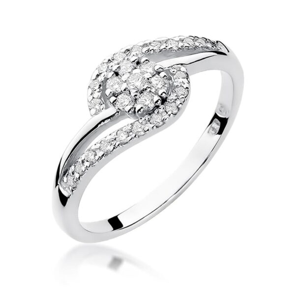 Białe Złoto Pierścionek z Diamentami 0,166 ct