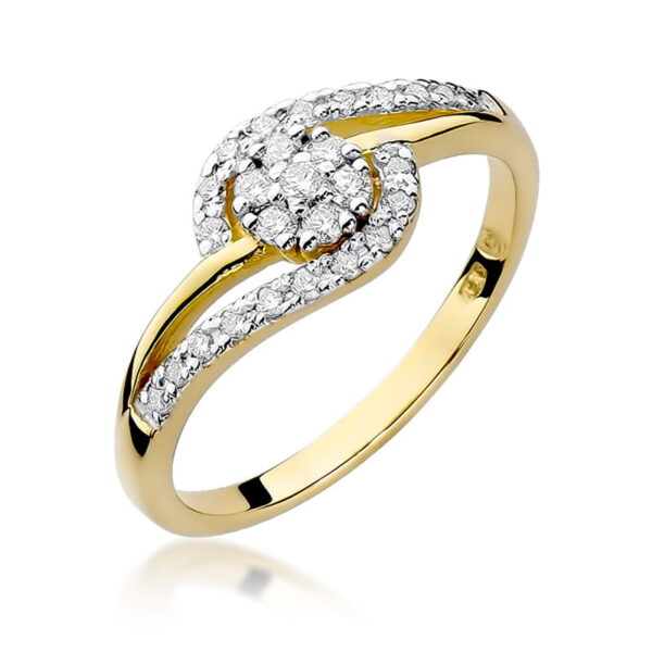 Żółte Złoto Pierścionek z Diamentami 0,166 ct