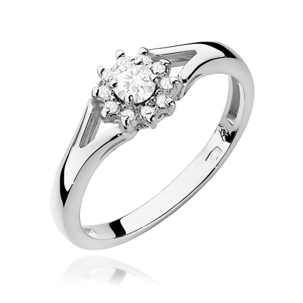 Białe Złoto Pierścionek z Diamentem 0,10 ct