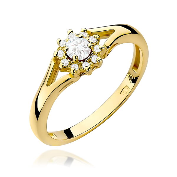 Żółte Złoto Pierścionek z Diamentem 0,10 ct