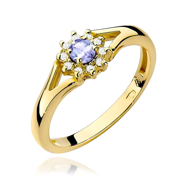 Żółte Złoto Pierścionek z Tanzanitem 0,15 ct