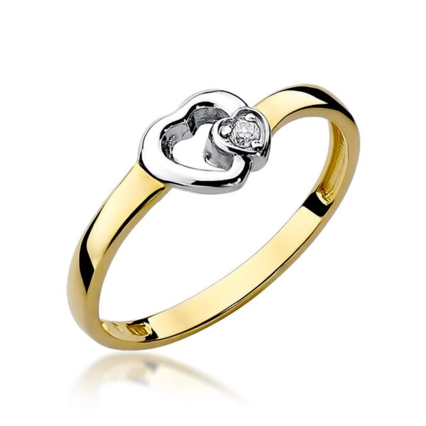 Żółte Złoto Pierścionek z Diamentem 0,02 ct